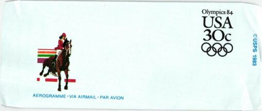 USA 1984, Los Angeles Olympic Games, Aerogramme Airmail Equestrian Events Reiten, Olympische Spiele