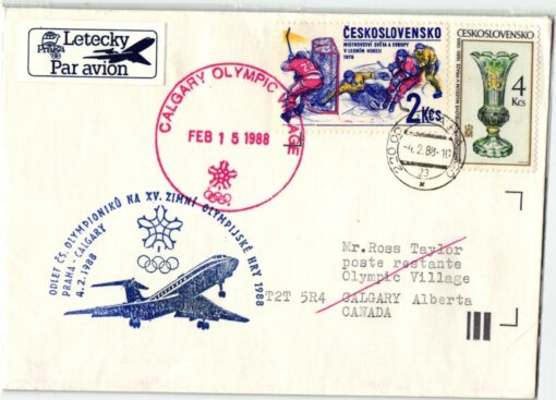 CSSR, Calgary 1988, Olympic Winter Games, Prag-Calgary Par Avion, Sonderflug nach Canada Olympische Spiele