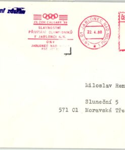 CSSR, Calgary 1988, Olympic Winter Games, JABLONEC NAD NISOU METER / EMA CELEBRATIONS OF OLYMPIONIANS Olympische Spiele