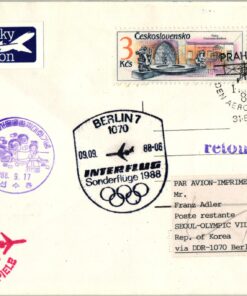 CSSR, Seoul 1988, Olympic Games, PRAHA Interflug Berlin Seoul Airmail Olympische Spiele
