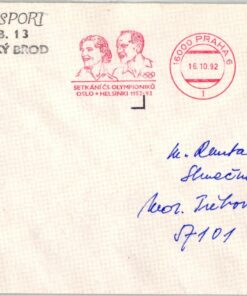 CSSR, Emil Zatopek Geburtstag Praha 1992 EMA Red Meter Freistempel