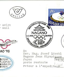 Austria Nagano 1998, Olympic Winter Games, Air Mail Flugpost Olympic Village , Olympische Spiele