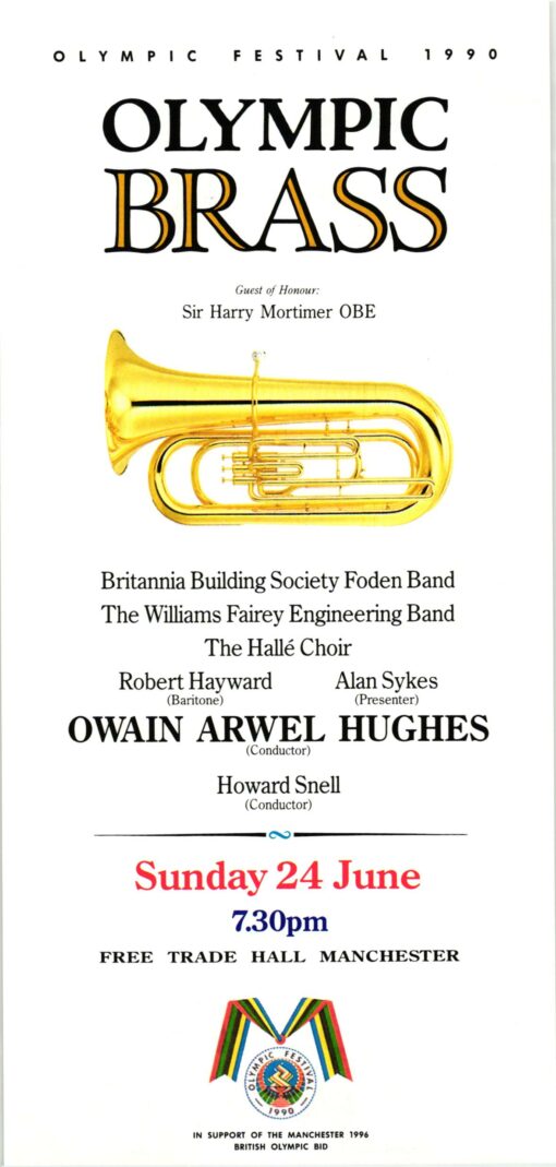 UK 1990, Olympic Brass Festival Flyer, British Olympic Bid, Candidate City Host