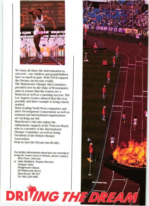 UK 1990, DRIVING THE DREAM MANCHESTER 1996, British Olympic Bid, Candidate City Host – Bild 2