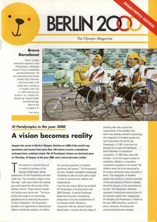 Germany 2000, Olympic Magazine Paralympics Berlin Bewerberstadt Kandidat Olympia, Olympic Bid, Candidate City Host