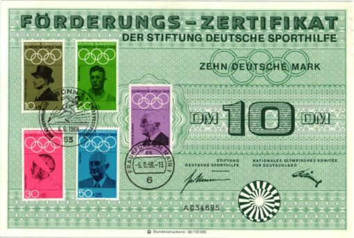Förderungs Zertifikat Sporthilfe München 1972 Olympia Sporthilfe, Olympic Games