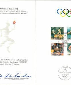 Bund 1992 Albertville, Barcelona, Olympic Games, Fechten, Rudern, Dressur, Ski Faltblatt