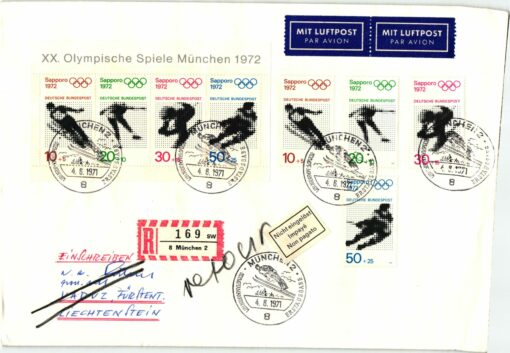 Deutschland München Sapporo 1972, Olympic Winter Games, Reko Air Mail, Retour