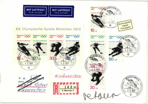 Deutschland München Sapporo 1972, Olympic Winter Games, Reko Air Mail, Retour