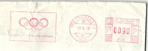 Swiss Lausanne 1978, Citius Altius Fortius, Olympic Comité IOC CIO Red Meter EMA