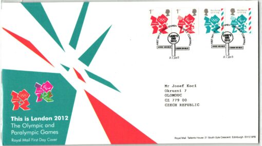 UK 2012,Land's End London 2012 Torch relay Olympic Paralympic Games, FDC Team GB