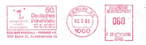 Germany 2000, Berlin Pokalfinale Fußball 1993 EMA Red Meter Freistempel, Olympic Bid, Candidate City Host