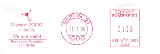 Germany 2000, Berlin Spandau 1993 Olympia EMA Red Meter Freistempel, Olympic Bid, Candidate City Host