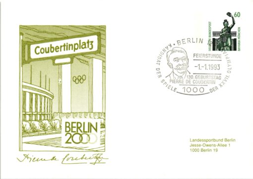 Germany 2000, Berlin Kandidat Spiele 1993 Olympia Coubertin SST, Olympic Bid, Candidate City Host