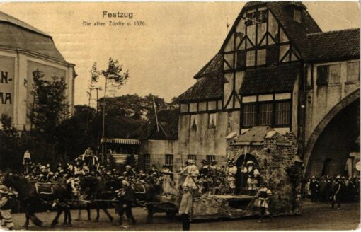 Shooting, Schiessen Hamburg 1909 16. Deutsches Bundesschiessen 09 Festzug Karte Weapons Waffen – Bild 2