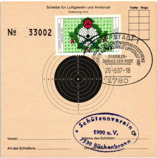 Shooting, Schiessen Lippstadt 1987 Europa Schützenfest Schützenverein Scheibe SST, Weapons Waffen Tiro a segno