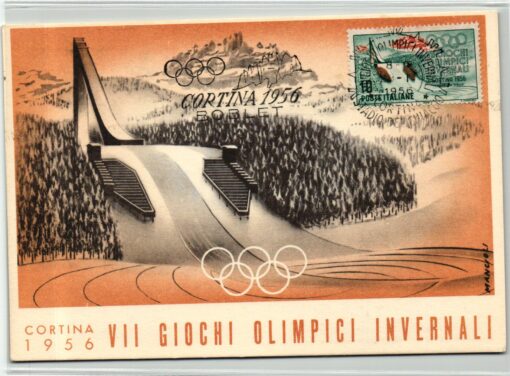 Italy, Olympic Games 1956 Cortina Giochi olimpici Boblet, Bob Stadio ghiaccio
