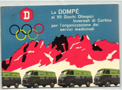 Italy, Olympic Games 1956 Cortina Giochi olimpici Dompé medicinali, Fondo 15km Ski nordic