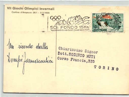 Italy, Olympic Games 1956 Cortina Giochi olimpici Dompé medicinali, Fondo 15km Ski nordic – Bild 2