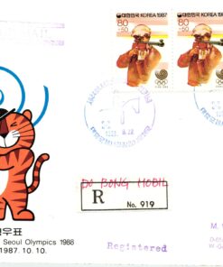 Shooting, Schiessen Olympic Korea 1987 Rifle First Day FDC Reko Penthatlon Seoul 1988 , Rifle, Weapons Waffen Tiro