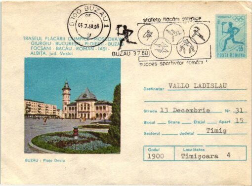 Shooting, Schiessen Olympic Romania Moscova 1980 Buzau Stafeta flacarii olimpice Tir Pistole Olimpiada, Fackellauf Tiro