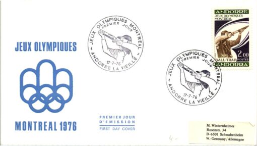 Shooting, Schiessen Olympic 1976 Montreal Andorre FDC Trap , Rifle, Weapons Waffen Tiro