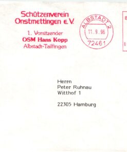 Shooting - Schiessen Schützen Schützenverein Onstmettingen eV Albstadt Tailfingen EMA Red Meter 1996 Weapons Waffen Tiro
