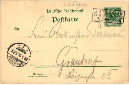 Shooting - Schiessen Jüterbog Schiessplatz 1896 nach Graudenz Reichspost GS SST, Weapons Waffen Tiro