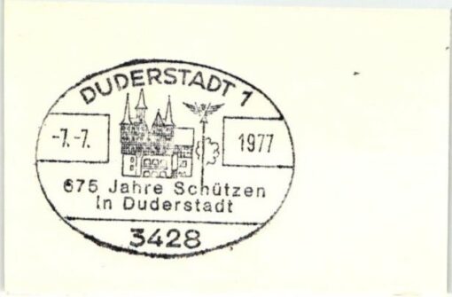 Shooting - Schiessen DUDERSTADT 1 675 Jahre Schützen Duderstadt 1977 blanko SST, Weapons Waffen Tiro