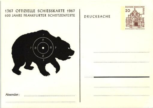 Shooting, Schiessen 1367 Schiesskarte 1967 Frankfurter Schützenfeste GS Weapons Waffen Tiro a segno