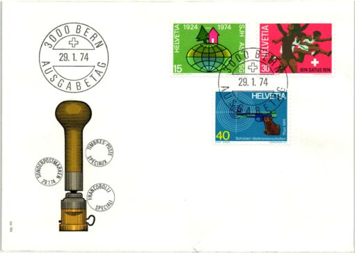 Shooting, Schiessen Thun 1974 Bern FDC Championnats Monde Pentathlon WM Weltmeisterschaft Schützen Waffen Tiro a segno