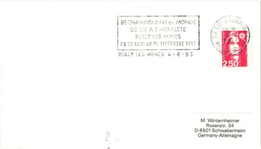 Shooting, Schiessen 1993 Championnat Monde Tir Arbalete Bully Mines, Weapons Waffen Tiro a segno