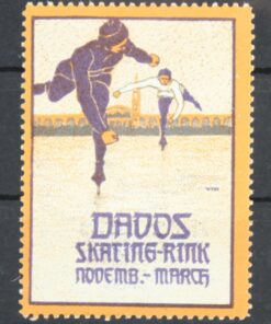 Davos Skating Rink Ice Skating Figure Eislaufen Poster stamp cinderella Vignette Sport Reklamemarke 