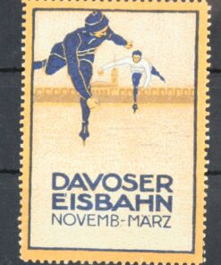 Davoser Eisbahn Skating Rink Ice Skating Figure Eislaufen Poster stamp cinderella Vignette Sport Reklamemarke 