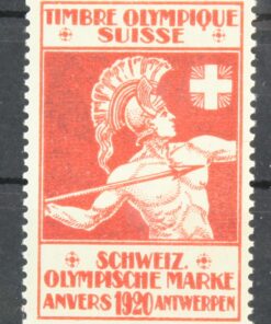 Timbre Olympique Suisse Anvers Antwerpen 1920 Olympic Poster stamp cinderella Vignette Sport Reklamemarke 