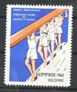 Schweiz. Ruderverband Aviron Helsinki 1940 Olympiade, Poster stamp cinderella Vignette Sport Reklamemarke 