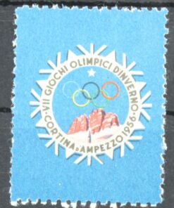 Cortina 1956 Olympic Winter Games Winterpiele, Poster stamp cinderella Vignette Sport Reklamemarke 