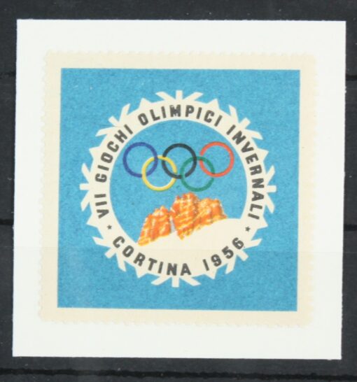 Cortina 1956 Olympic Winter Games Winterpiele, Poster stamp cinderella Vignette Sport Reklamemarke 