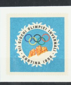Cortina 1956 Olympic Winter Games Winterpiele, Poster stamp cinderella Vignette Sport Reklamemarke 