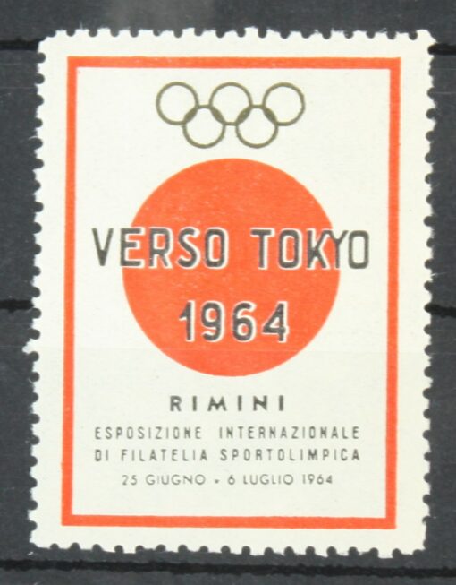 Verso Tokyo 1964 Olympic Rimini Esposizione Poster stamp cinderella Vignette Sport Reklamemarke 