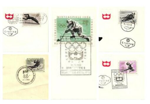 Austria - 1963 Wien Ski Ice Skating, Hockey  Luge Olympische Winterspiele 1964 Innsbruck 5 Briefe Olympic Winter Games