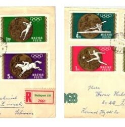 Magyar Budapest 1968 Mexico, 2 Briefe Reko Olympische Spiele Olympic Games