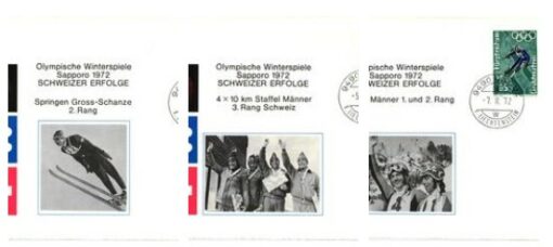 Liechtenstein 1972 Sapporo Schweizer Erfolge Bob, Skispringen, 4x10km Staffel, Olympische Winterspiele Olympic Winter Games