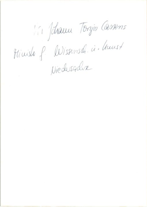 Johann-Tönjes Cassens (1932-2022) Autogramm 1981 Niedersachsen, Minister für Wissenschaft und Kunst – Bild 2