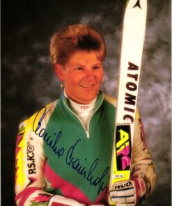 Monika Maierhofer (1967-) Autogramm Skifahren, Atomic, Slalom, Juniorenweltmeisterin, Weltcup