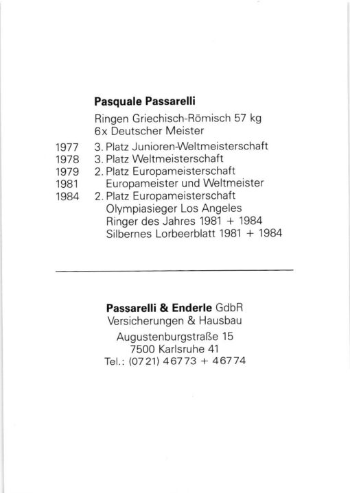 Pasquale Passarelli (1957-) Autogramm Ringen, Olympiasieger Los Angeles 1984, Weltmeister – Bild 2