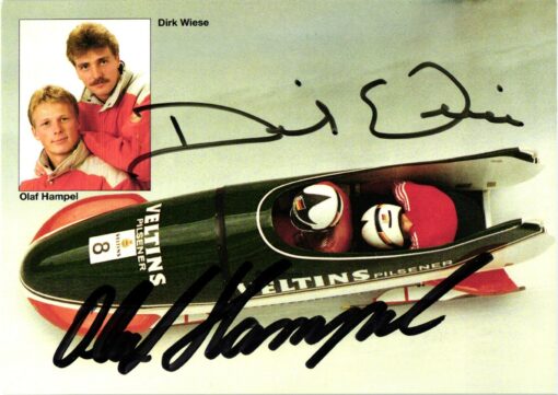 Dirk Wiese, Olaf Hampel (1965-, 1965-) Autogramm Bob, Deutschland, Olympia Weltmeister