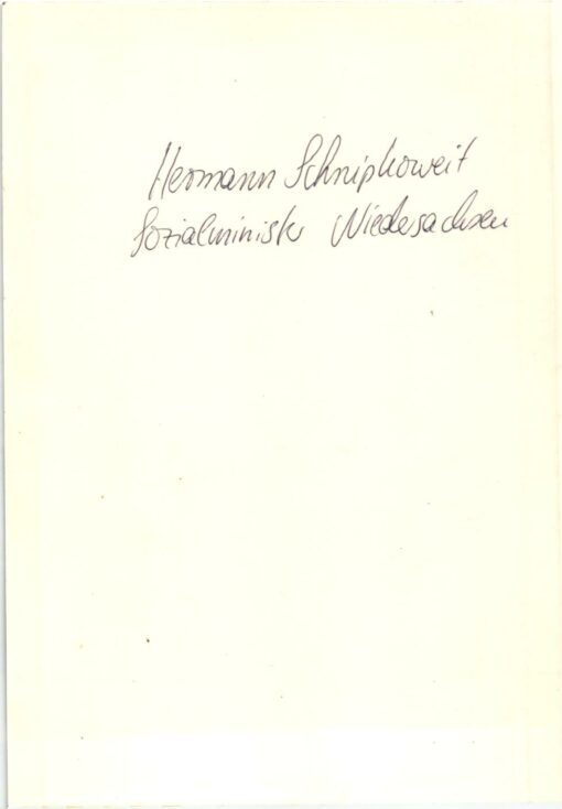 Hermann Schnipkoweit (1928-2018) Autogramm Politiker, 1976 bis 1990 niedersächsischer Sozialminister.  – Bild 2