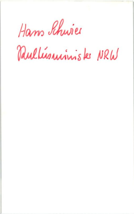 Hans Schwier (1926-1996) Autogramm Politiker SPD, Kultusminister NRW – Bild 2