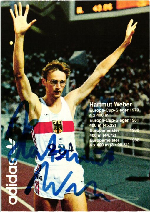 Hartmut Weber (1960-) Autogramm Deutscher Leichtathlet, Weltmeisterschaft 1983, Europameister